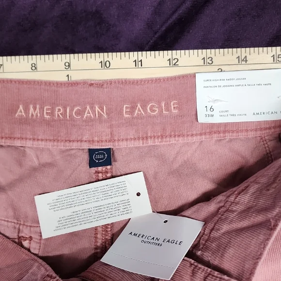 American Eagle Dusty Pink High-Rise Baggy Joggers Cargo sz16 - Picture 8 of 10